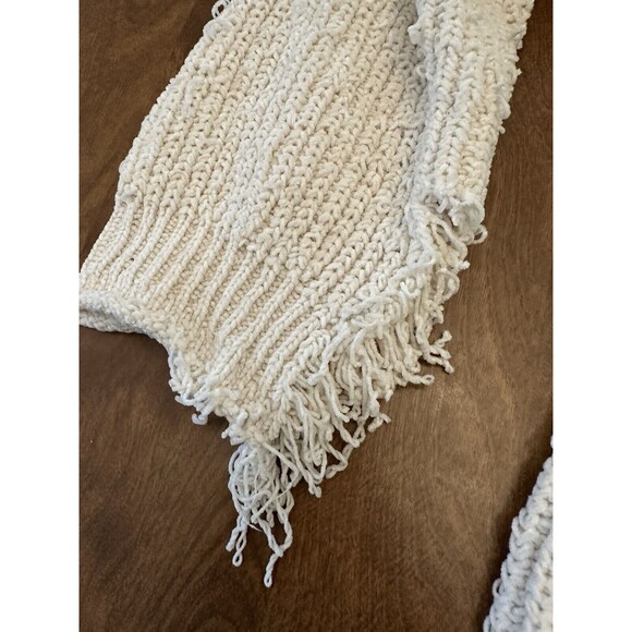 POL Sweater Womens Large Ivory Shredded Oversized Chunky Chenille Cropped Hooded - Picture 7 of 10